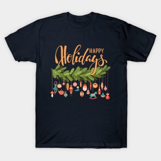 Vintage Christmas ornaments Happy Holidays T-Shirt